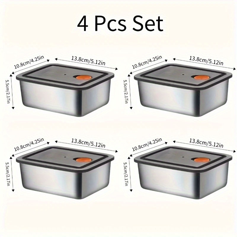Stackable Stainless Steel Food Storage Containers Set BPAFree Leakproof Thickened For Pantry Fridge 4