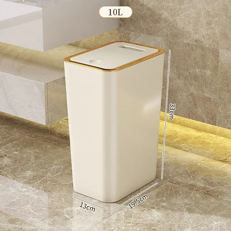 Plastic Wastebasket With Popup Lid Bathroom Trash Can Small Garbage Can For Toilet Bedroom Living R
