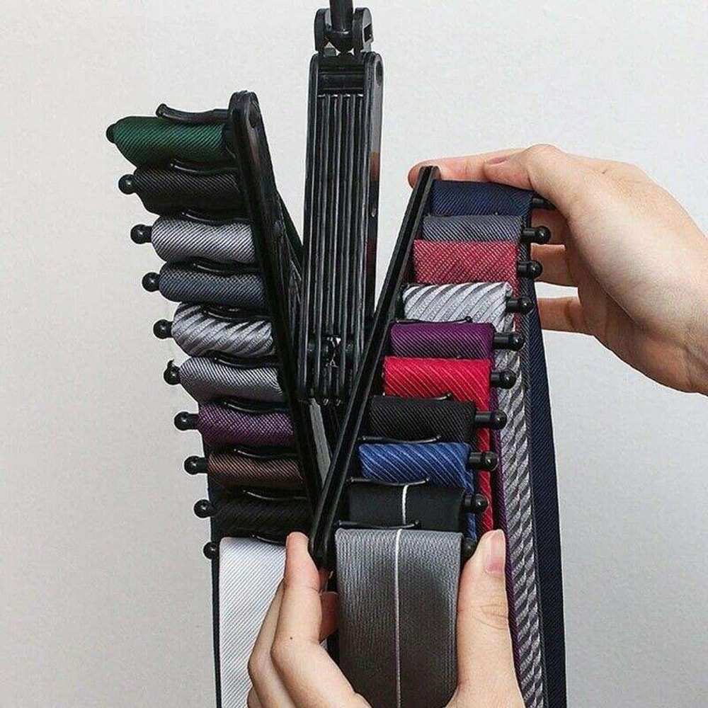 Adjustable Belt Scarf Tie Rack Holder, Compact Rotating Plastic Hanger