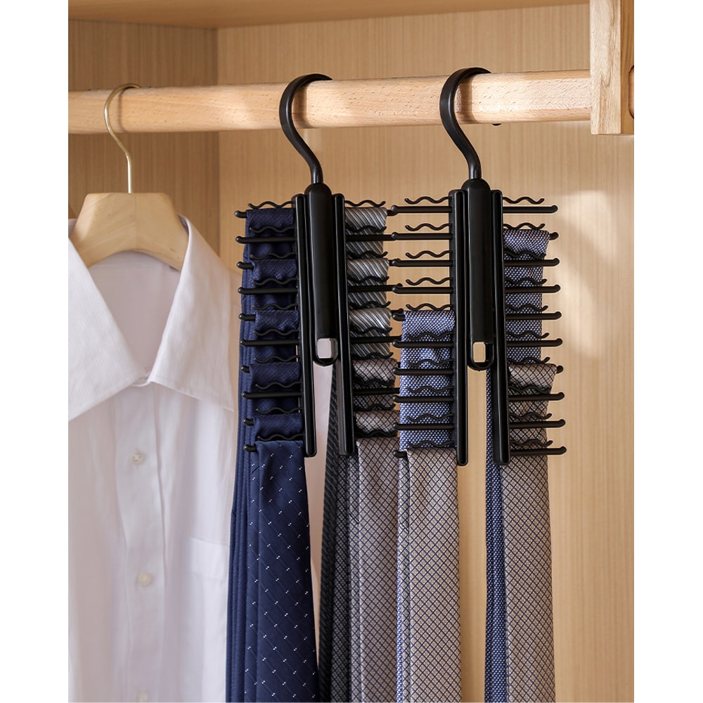 Adjustable Belt Scarf Tie Rack Holder, Compact Rotating Plastic Hanger
