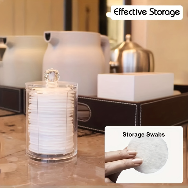 Clear Acrylic Makeup Organizer Makeup Cotton Pad Holder Round Makeup Swab Organizer Box 3
