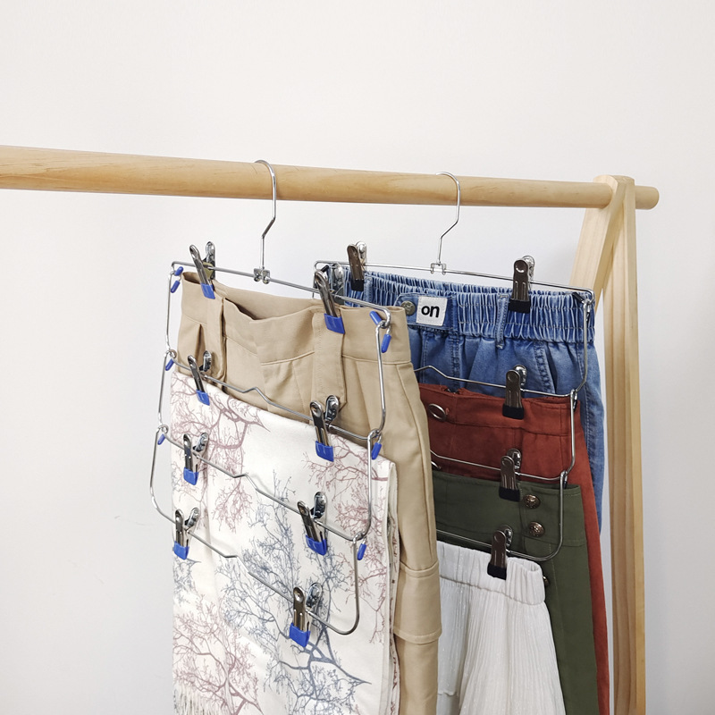 Stainless Steel Seamless Hanger MultiFunctional NonSlip Pants Rack Creative Simple Storage Skirt Ra 1