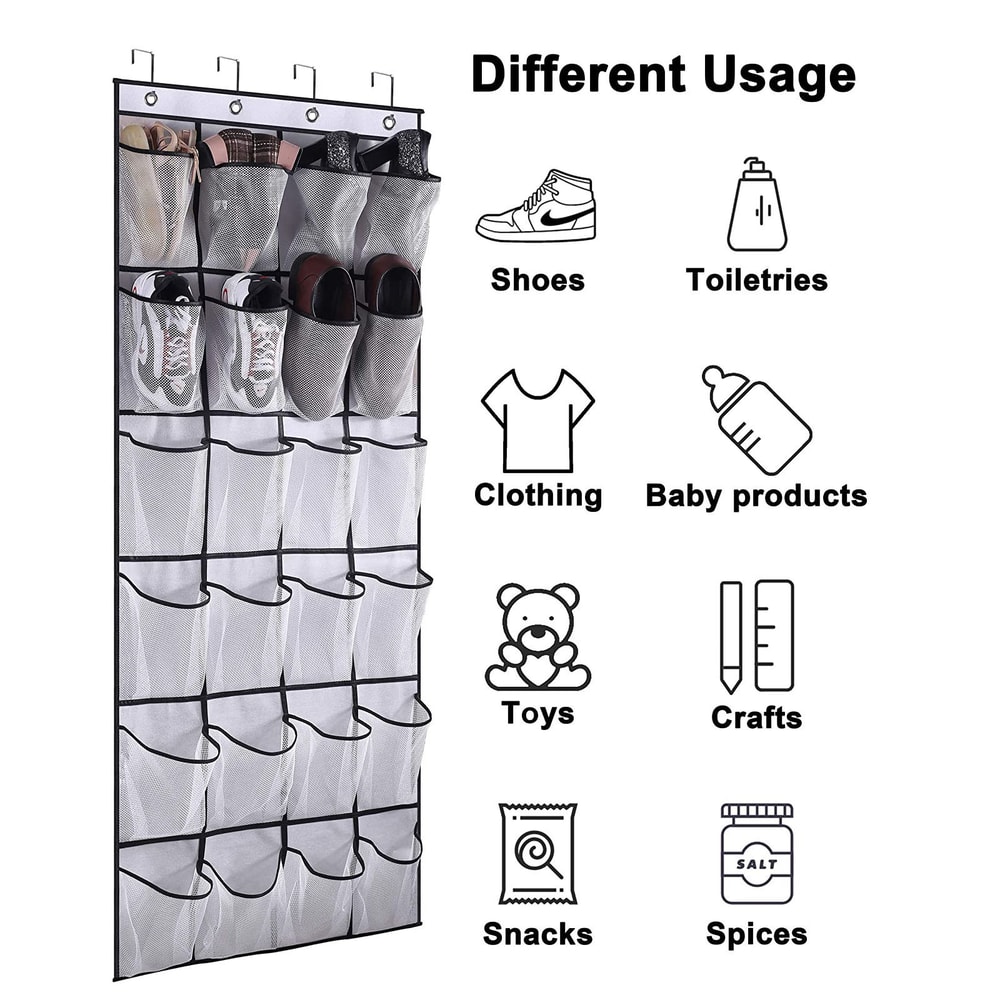 24 Mesh Pocket Wall Mounted Door Back Organizer For Shoe Storage Space Saver Rack 0