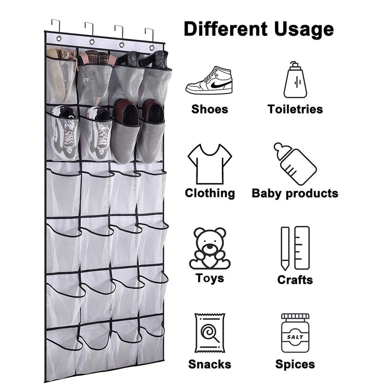 24 Mesh Pocket Wall Mounted Door Back Organizer For Shoe Storage Space Saver Rack 0