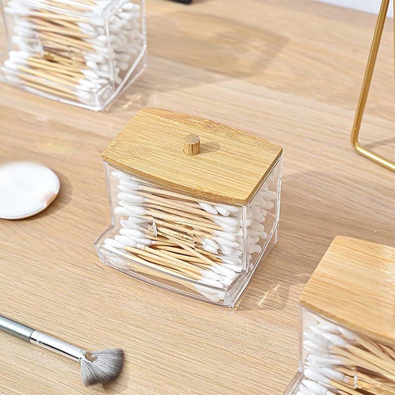 Bathroom Storage Container With Lid Cotton Swab Holder Dispenser And Organizer Art Supply Storage B 2