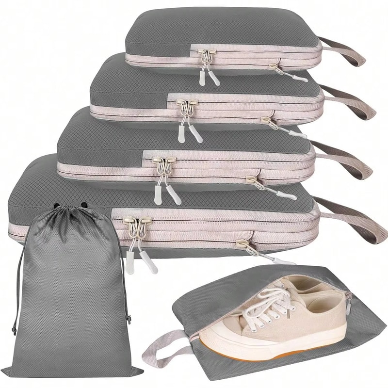 Waterproof Travel Storage Bags Nylon Compressible Luggage Organizer With Handbag For Packing Cubes 3