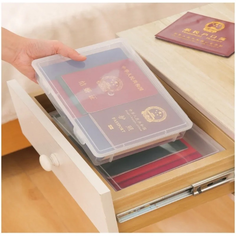 Dust Proof Document Organizer Box Household Certificate Storage Registration Book For Important Inf 3