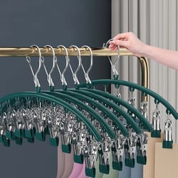 stainless steel sock drying rack with clips non-slip clothes rack underwear clip towel hanger windproof pace-saving