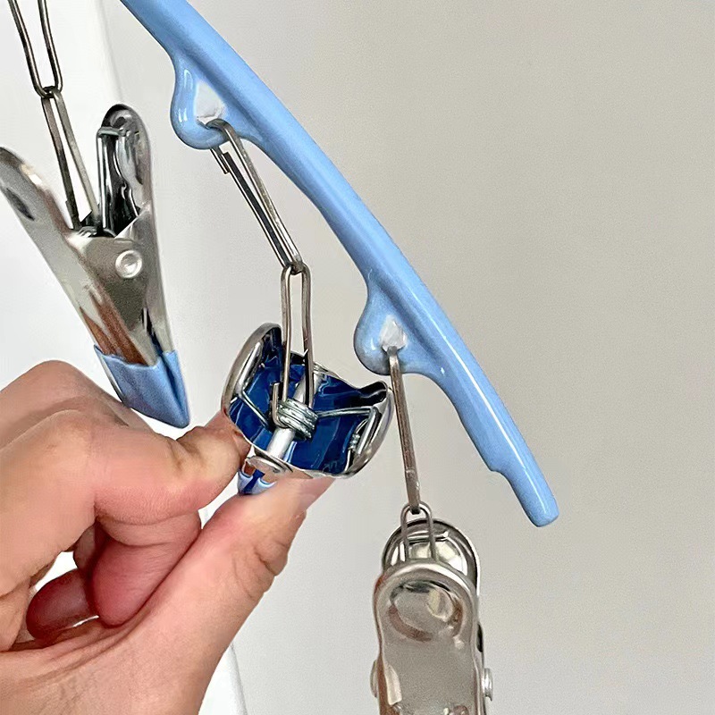 Stainless Steel Sock Drying Rack With Clips Nonslip Clothes Rack Underwear Clip Towel Hanger Windpr 4