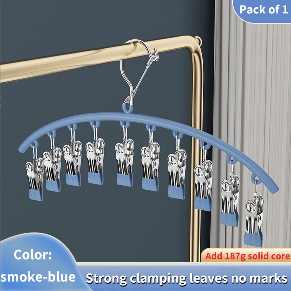 Stainless Steel Sock Drying Rack With Clips Nonslip Clothes Rack Underwear Clip Towel Hanger Windpr 6