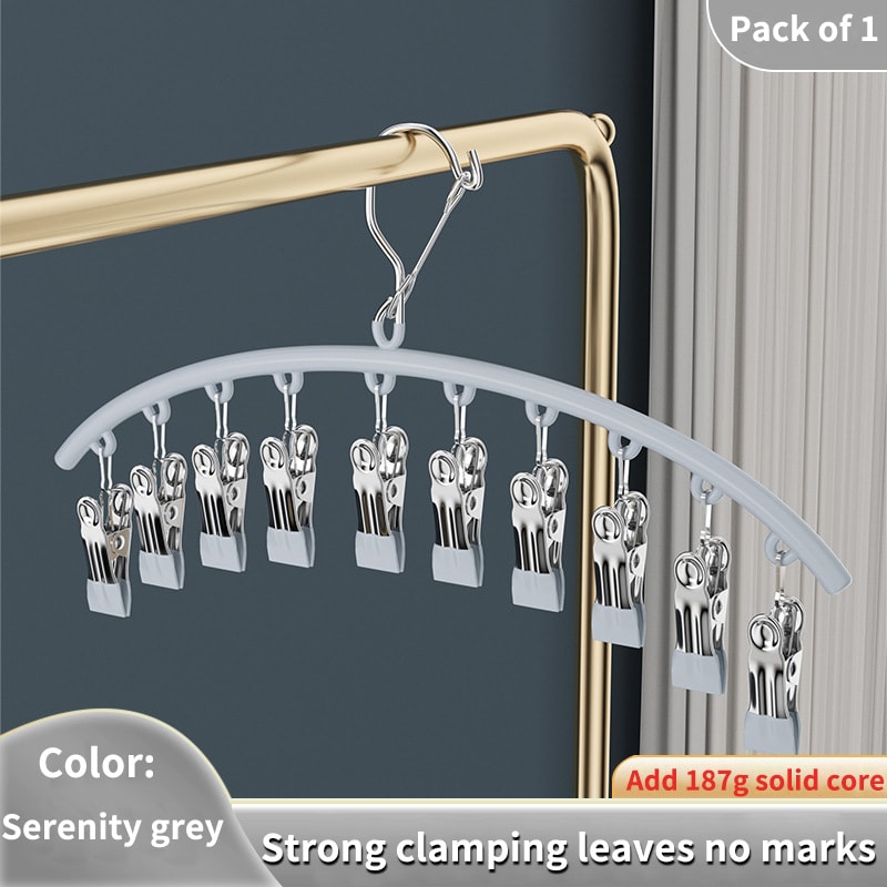 Stainless Steel Sock Drying Rack With Clips Nonslip Clothes Rack Underwear Clip Towel Hanger Windpr 7