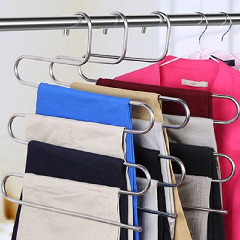 MultiLayer Pants Storage Rack Stainless Steel FiveLayer Hanger Home MultiFunctional Pants Organizer 2