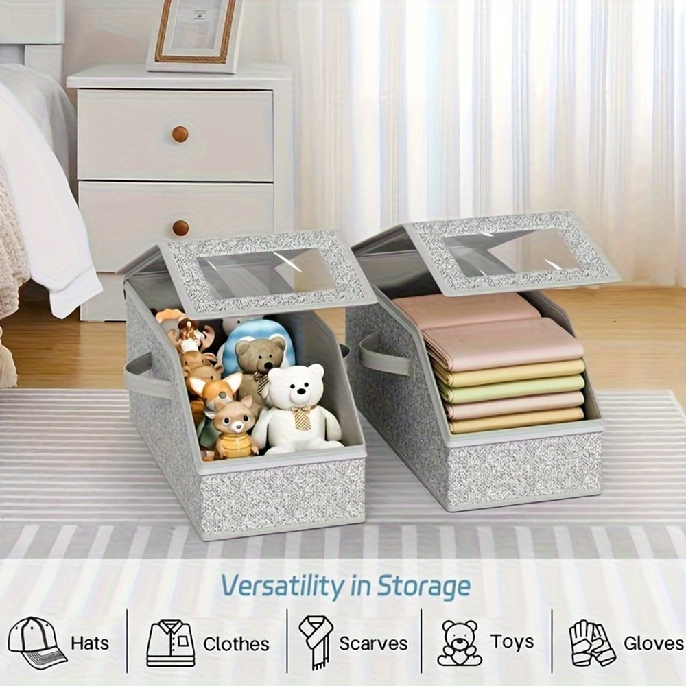 Foldable Fabric Closet Organizer Dustproof Baseball Cap Storage Box Stackable Container For Hats Cl 2