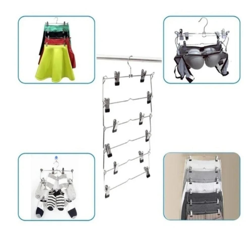 Creative Stainless Steel MultiFunctional Hanger NonSlip Metal Pants Rack Simple Storage Skirt Rack 1