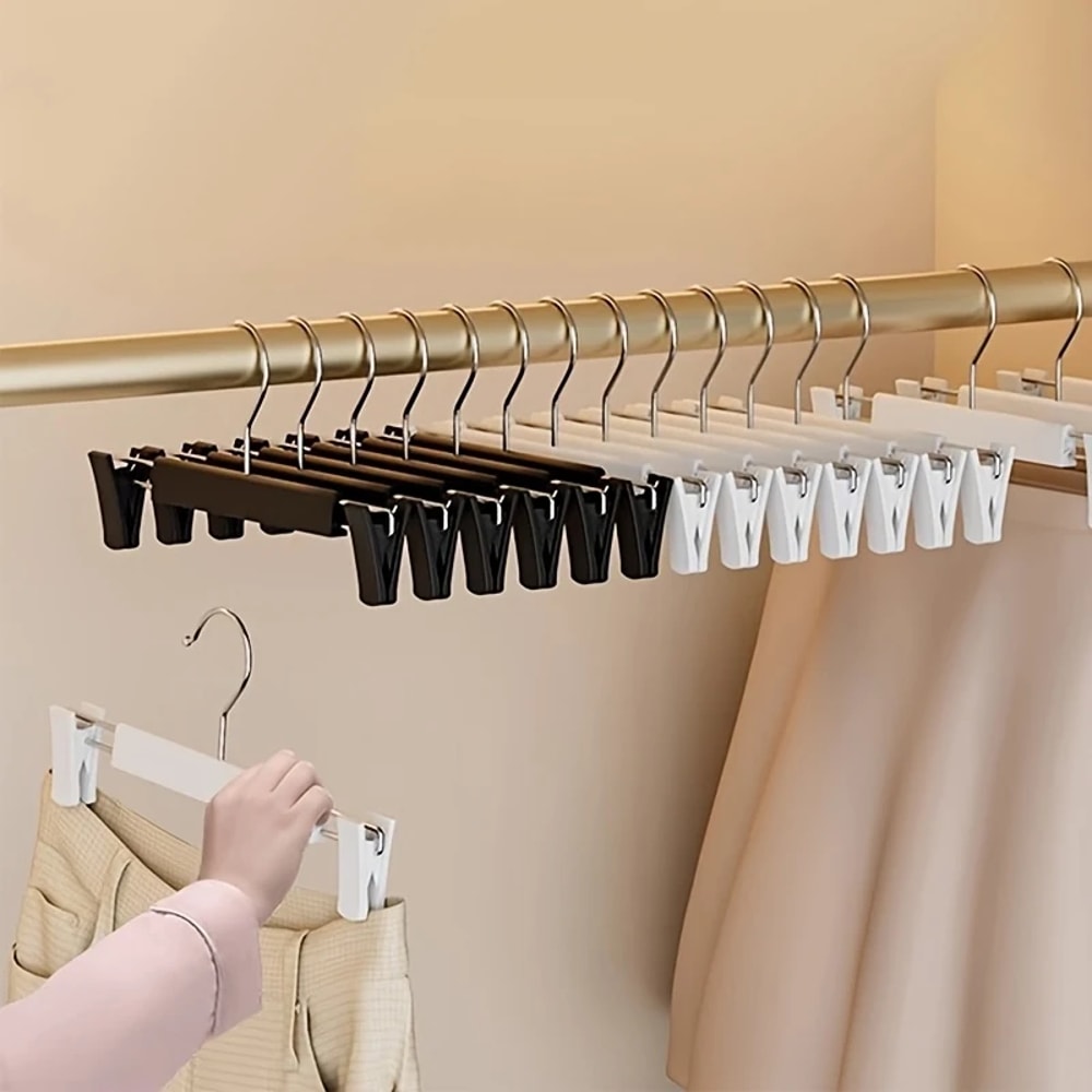 Space-Saving Pants Hangers with Adjustable Clips for Clothes Jeans Skirt