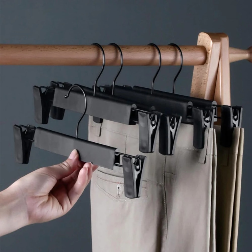 Space-Saving Pants Hangers with Adjustable Clips for Clothes Jeans Skirt