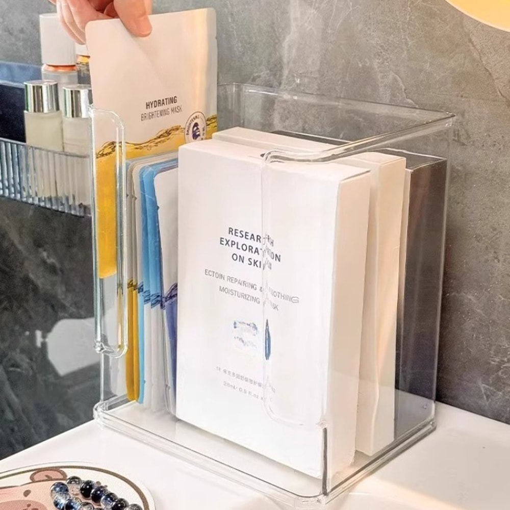 Large Capacity Transparent Organizer Acrylic Mask Storage Box Desktop Shelf For Skincare Cosmetics 1