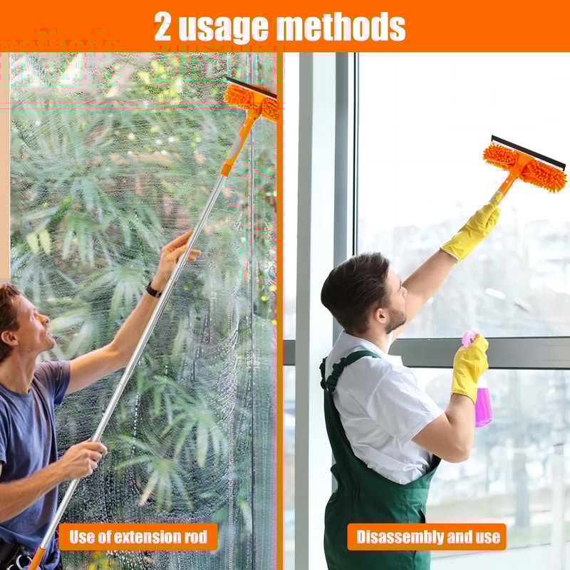 Rotatable Window Mop Extendable Cleaning Tools Set Household Squeegee Wiper Dust Brush New 2