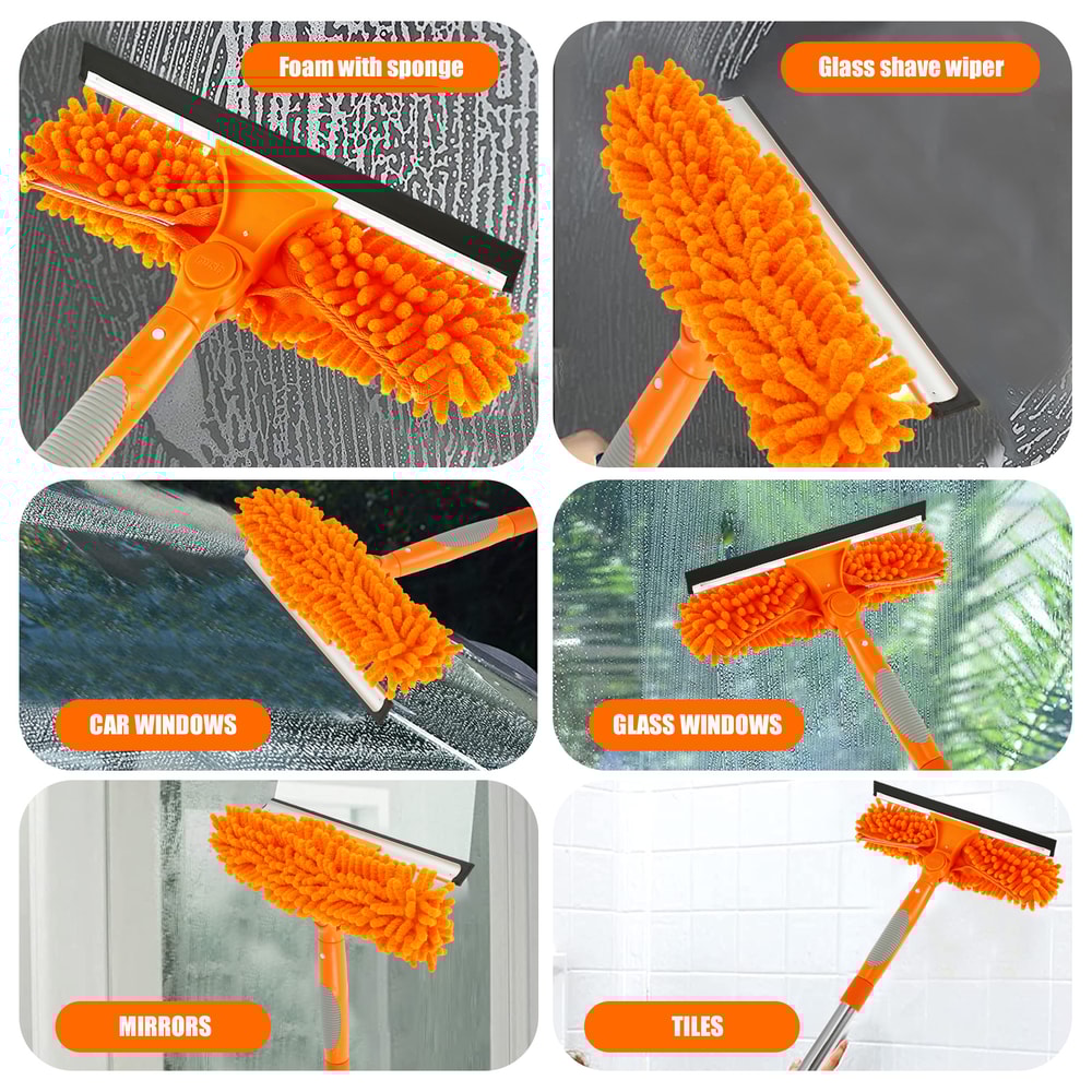 Rotatable Window Mop Extendable Cleaning Tools Set Household Squeegee Wiper Dust Brush New 5