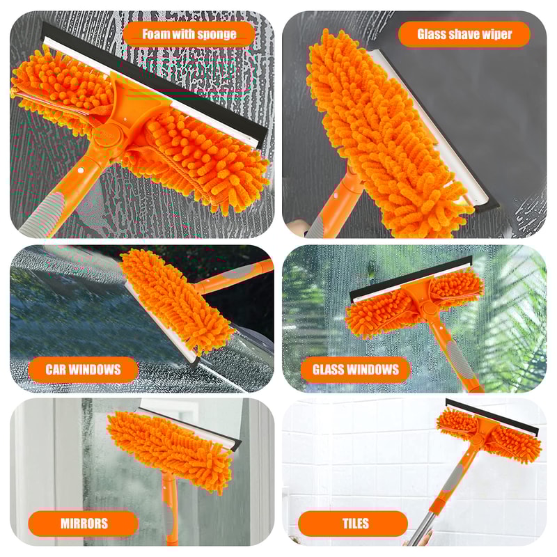 Rotatable Window Mop Extendable Cleaning Tools Set Household Squeegee Wiper Dust Brush New 5