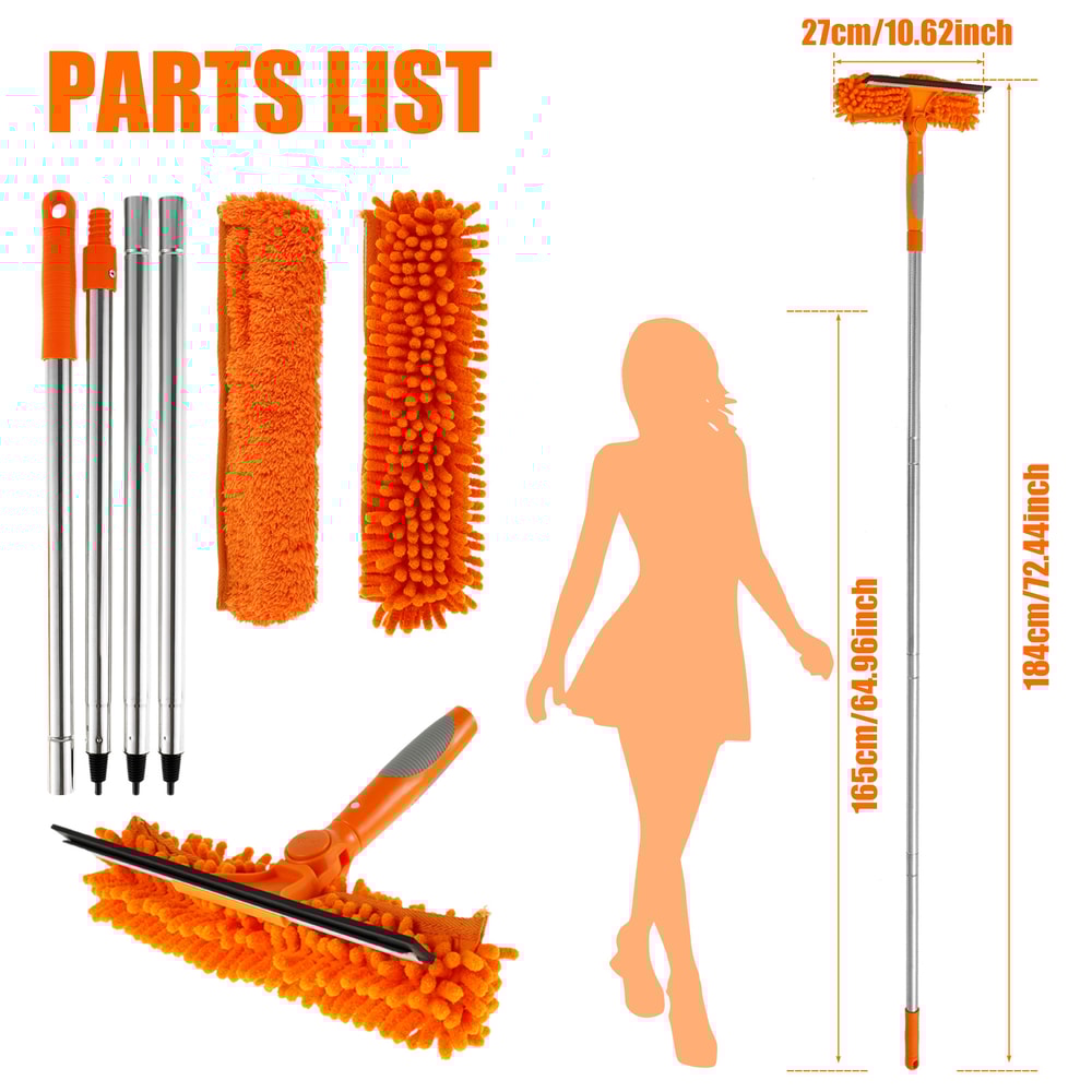 Rotatable Window Mop Extendable Cleaning Tools Set Household Squeegee Wiper Dust Brush New 6