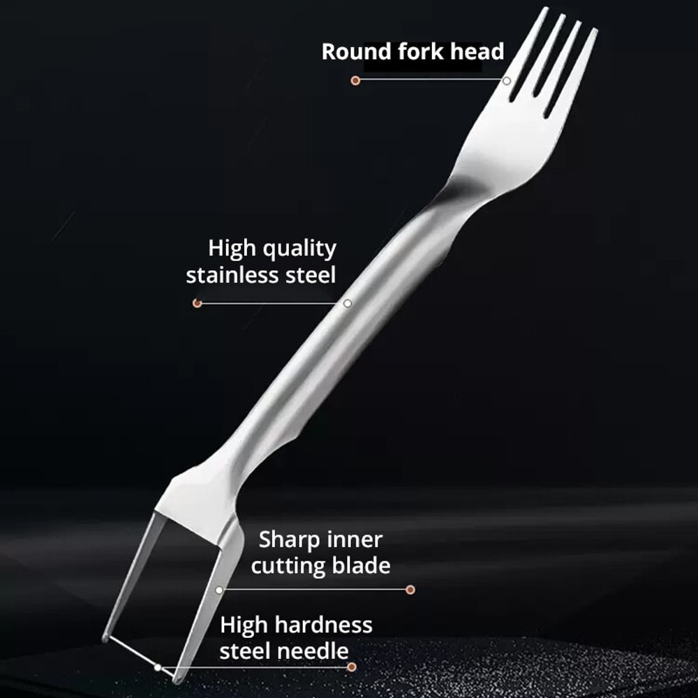 Portable 2In1 Watermelon Fork Slicer Multipurpose Cutter Knife Stainless Steel Fruit Cutting Tool 4