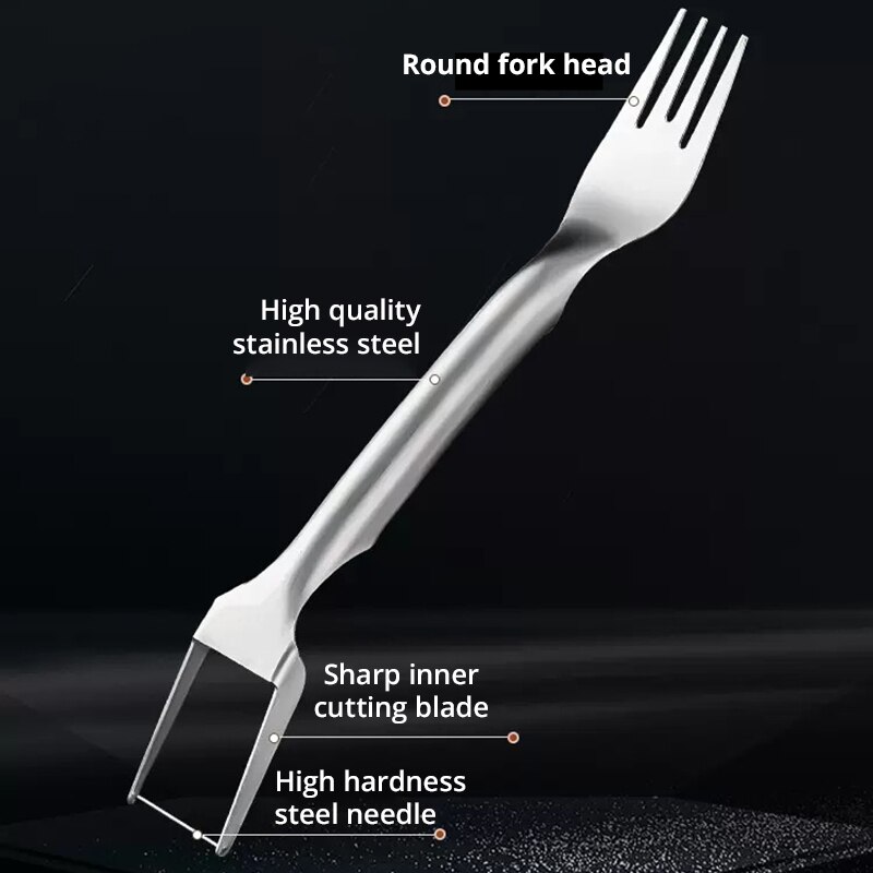 Portable 2In1 Watermelon Fork Slicer Multipurpose Cutter Knife Stainless Steel Fruit Cutting Tool 4