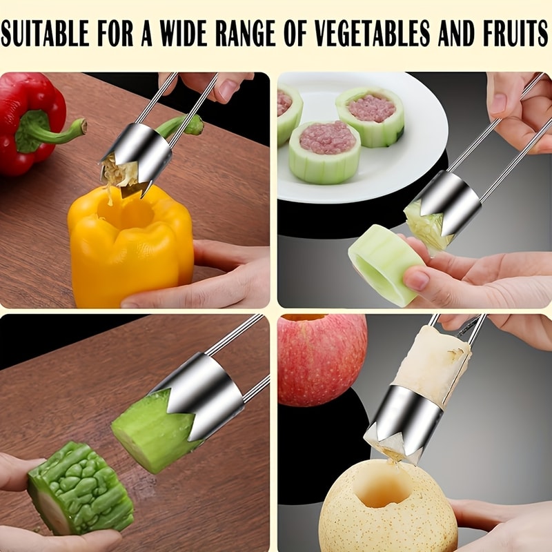 Durable Stainless Steel Corer Tool Easy Core Removal Fruit Vegetable Corer Apples Peppers Tomatoes 1