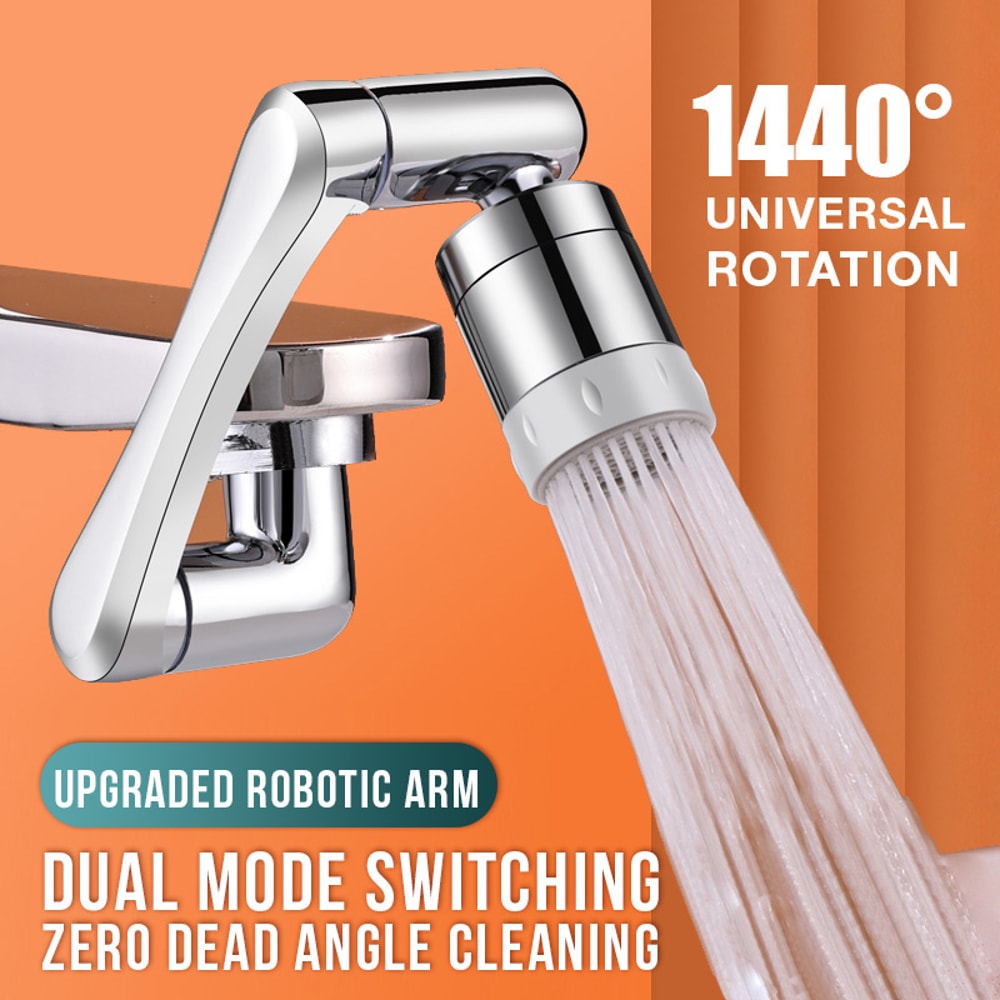 Swivel Robotic Arm Faucet Extender Stainless Steel Universal Kitchen Sink Aerator Water Flow Mode 1