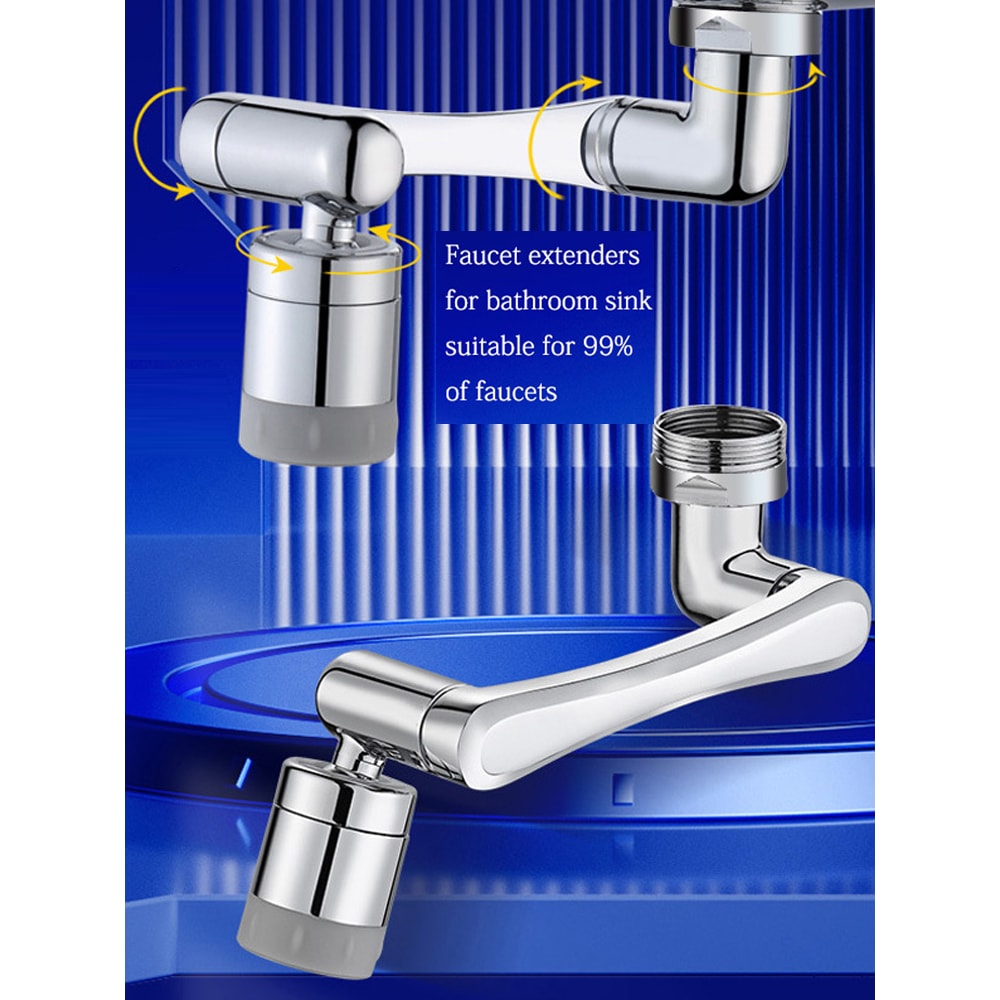 Swivel Robotic Arm Faucet Extender Stainless Steel Universal Kitchen Sink Aerator Water Flow Mode 2