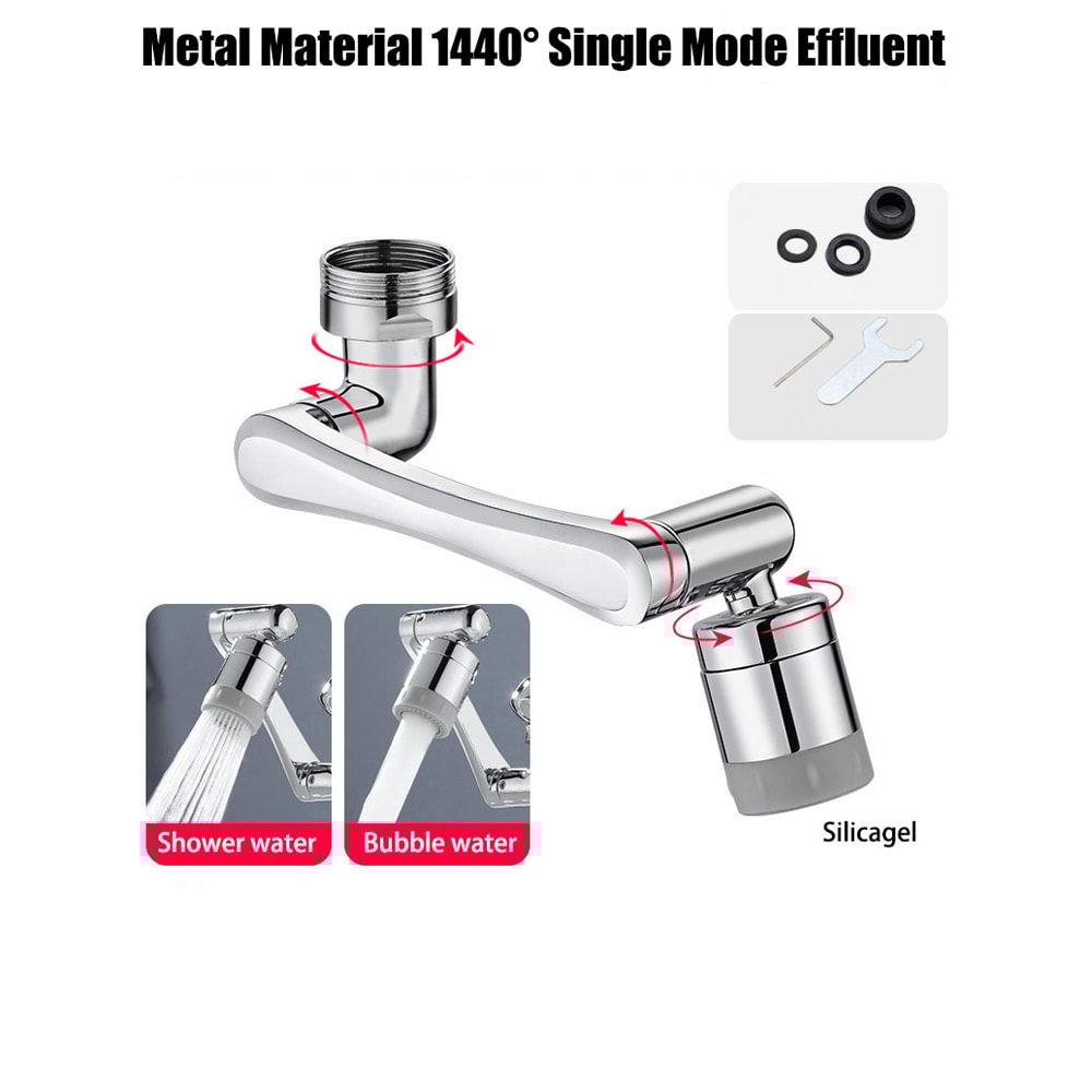 Swivel Robotic Arm Faucet Extender Stainless Steel Universal Kitchen Sink Aerator Water Flow Mode 7