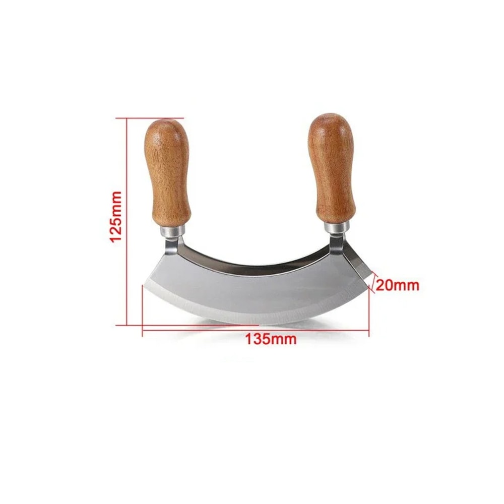 Stainless Steel Rocker Chopper Kitchen Pizza Knife Slicer Cutter Bending Double Blade Vegetable Mea 5
