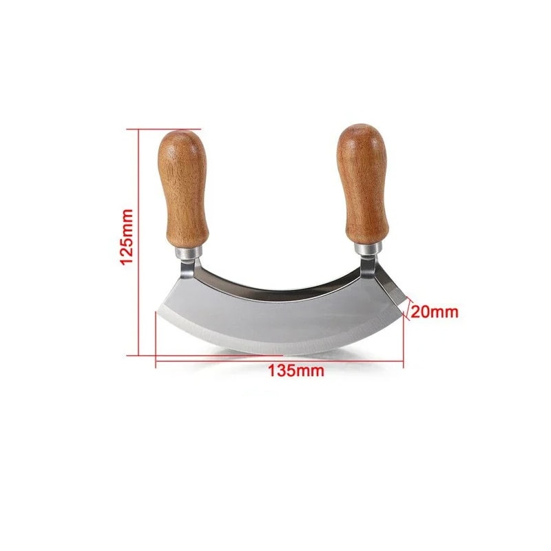 Stainless Steel Rocker Chopper Kitchen Pizza Knife Slicer Cutter Bending Double Blade Vegetable Mea 5