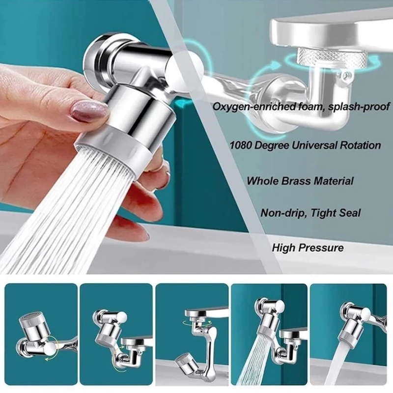 Swivel Robotic Arm Faucet Aerator Stainless Steel Faucet Extender Modes Water Tap Nozzle Kitchen Mi 4