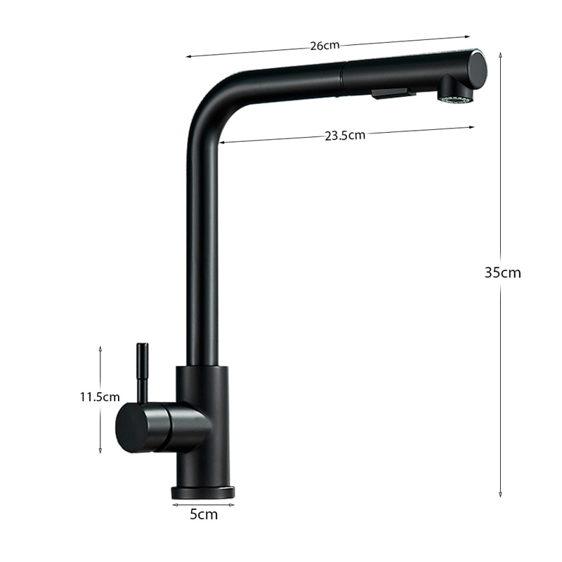 Stainless Steel Pull Out Kitchen Sink Faucet Hot Cold Water Mixer Tap With Two Mode Stream Sprayer 6
