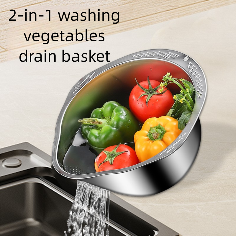 Rice Washing Bowl Stainless Steel Strainer Colander For Rice And Fruit Vegetable Cleaning 1
