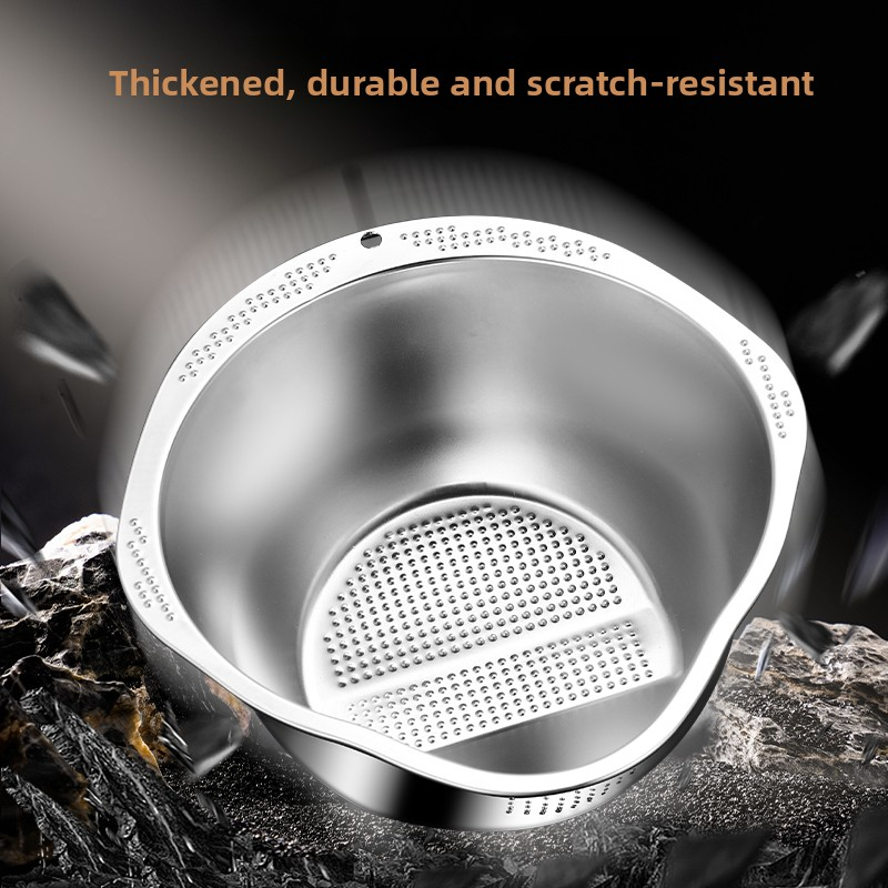 Rice Washing Bowl Stainless Steel Strainer Colander For Rice And Fruit Vegetable Cleaning 3