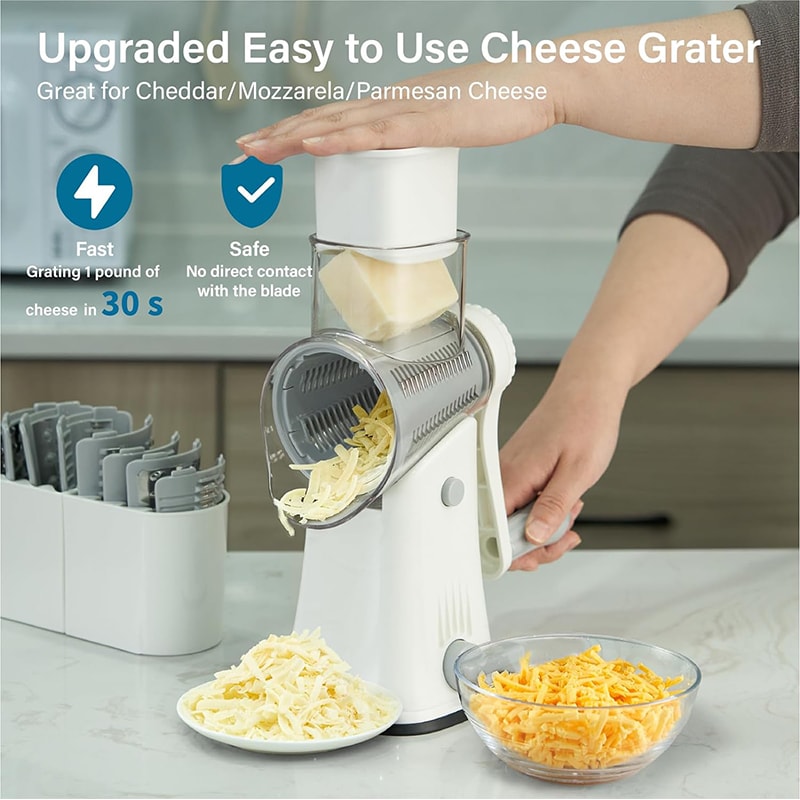 Kitchen Mandoline Vegetable Slicer Rotary Cheese Grater Nut Chopper Shredder Waffle Cutter Julienne 4