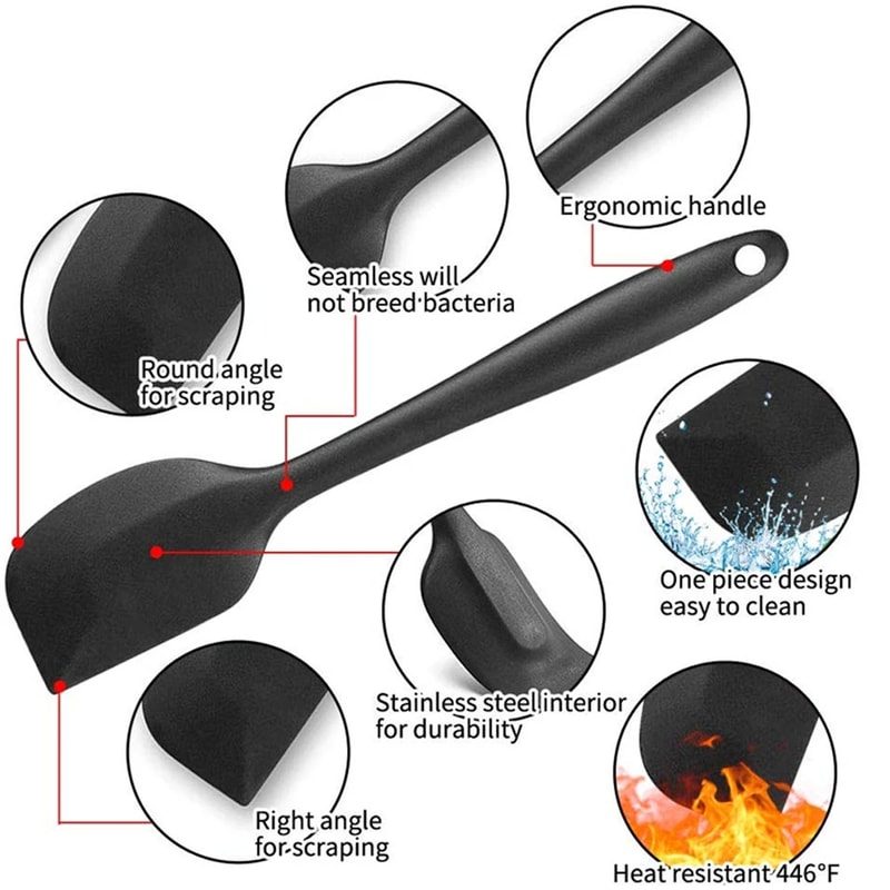 Food Grade Silicone Spatula Set Non Stick Heat Resistant Turner For Cooking Baking Mixing 1