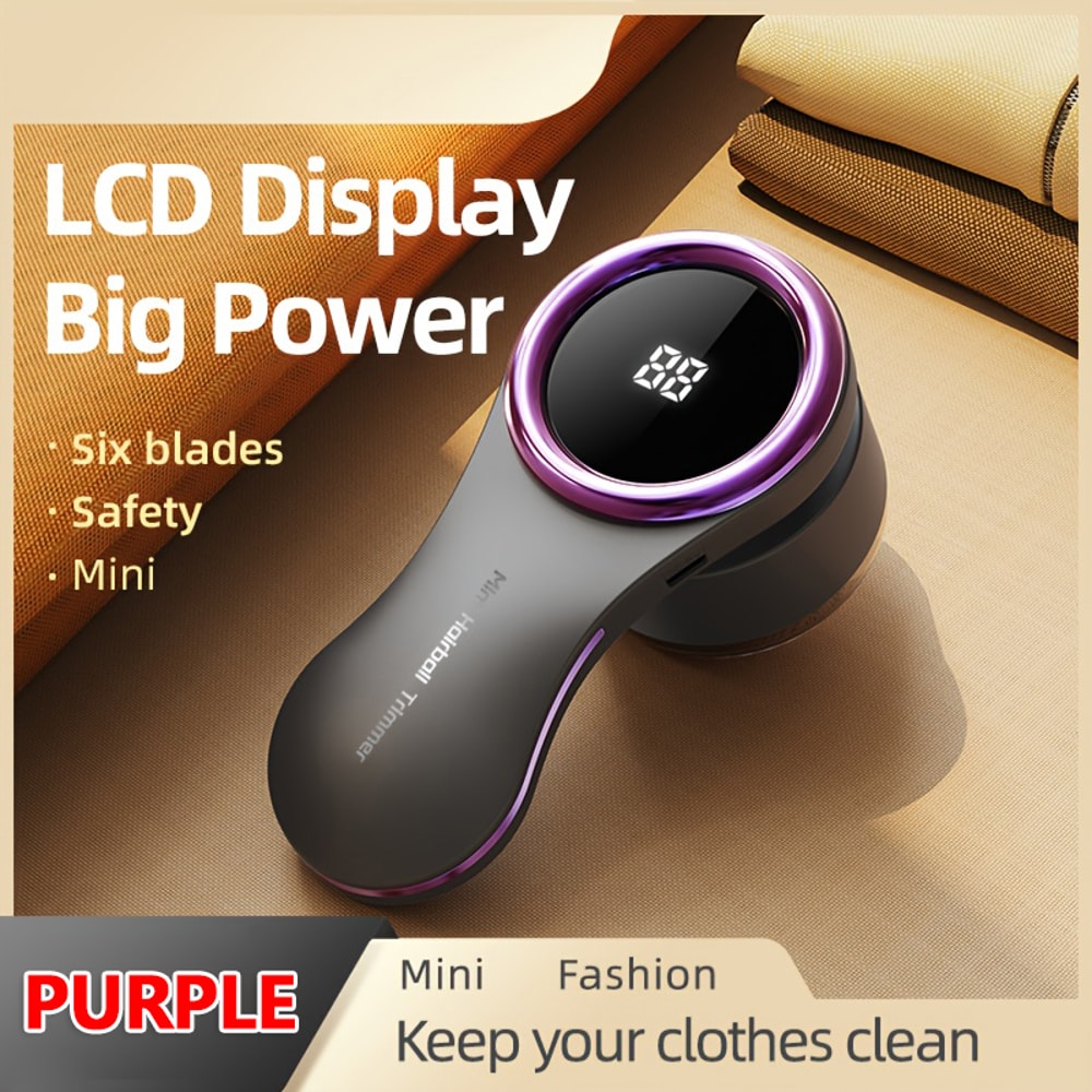 Portable Clothes Fuzz Remover Electric Lint Shaver LCD Display USB Rechargeable Fabric Shaver 7