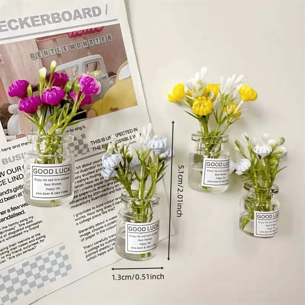 Cute Mini Small Vase Magnets Fun 3D Refrigerator Accessories Kitchen Decoration