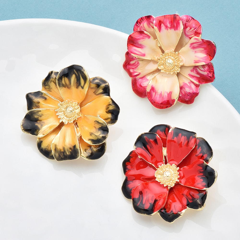 Beautiful Enamel Flower Brooches For Women Unisex Plant Brooch Pins Gifts For Party And Office 0