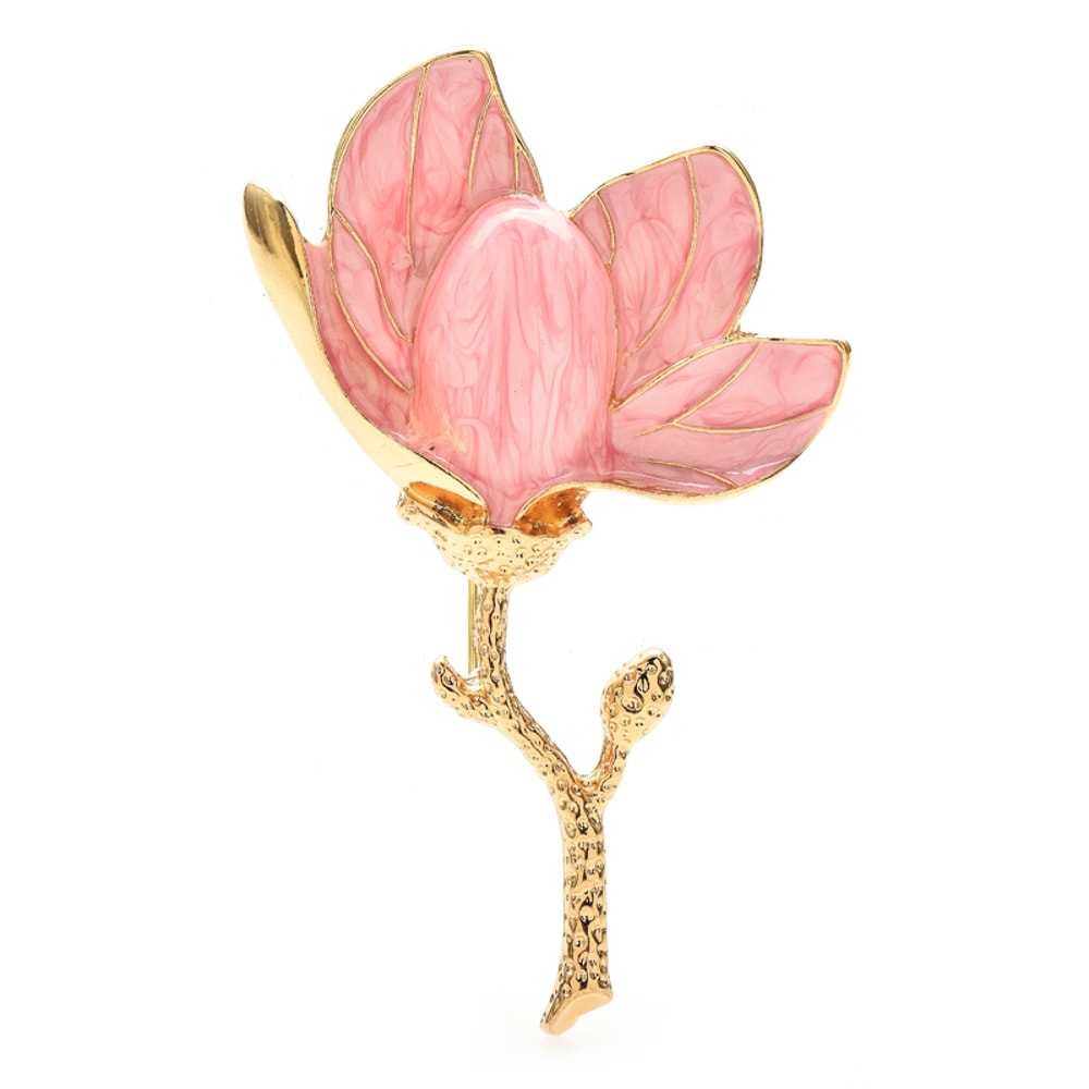Magnolia Flower Brooch Pins For Women Unisex Enamel Beautiful Brooch For Office Party Gifts 1