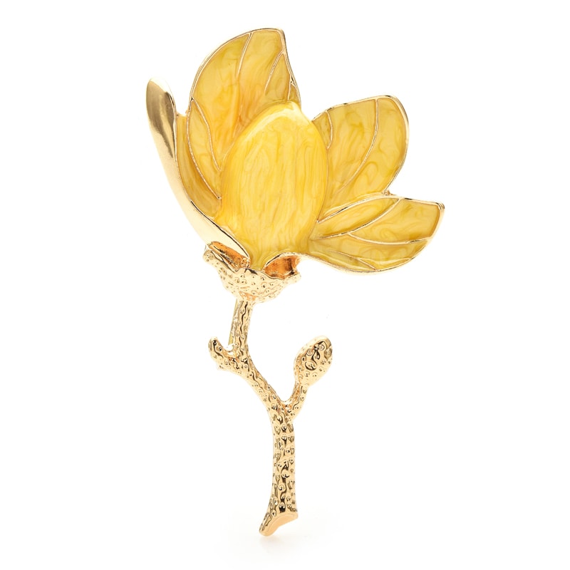 Magnolia Flower Brooch Pins For Women Unisex Enamel Beautiful Brooch For Office Party Gifts 3