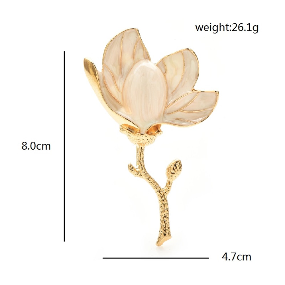 Magnolia Flower Brooch Pins For Women Unisex Enamel Beautiful Brooch For Office Party Gifts 4