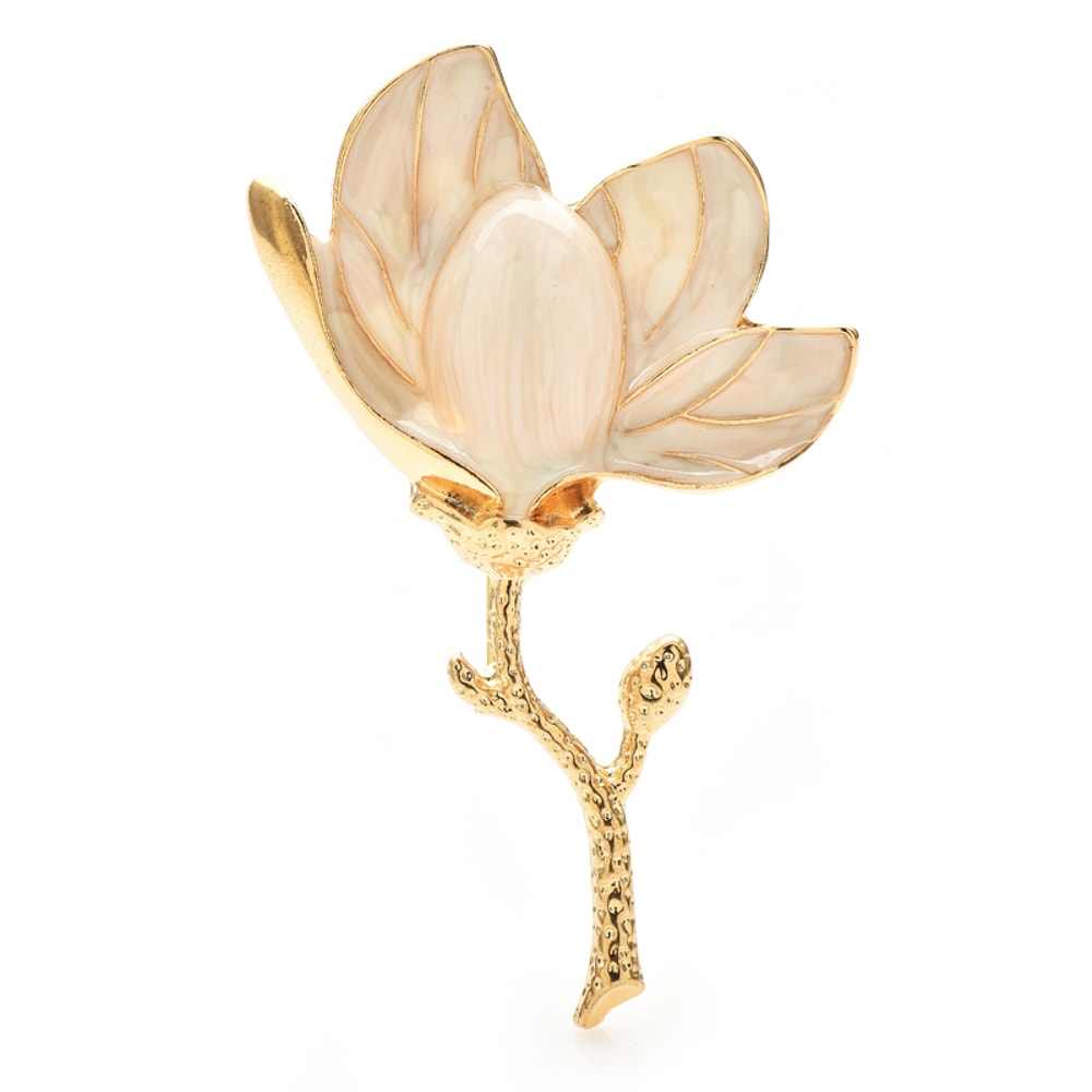 Magnolia Flower Brooch Pins For Women Unisex Enamel Beautiful Brooch For Office Party Gifts 7