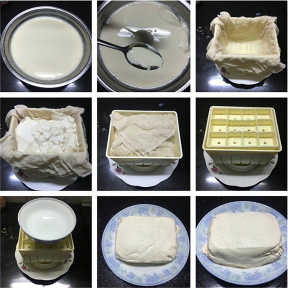 Homemade Mold Plastic Tofu Press Mould Soybean Curd Maker With Cheese Cloth Kitchen Tool 4