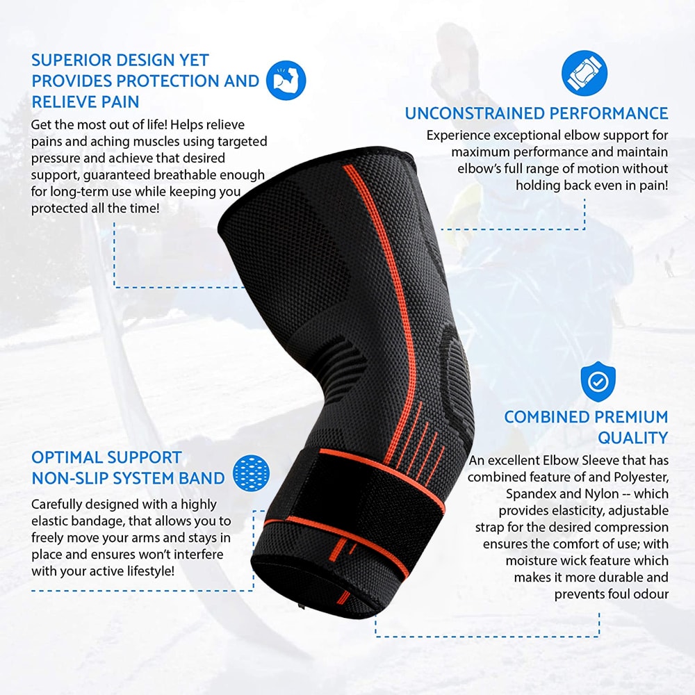 Elastic Compression Sleeve Elbow Brace For Gym Golfers Elbow Pain Relief And Stability 2