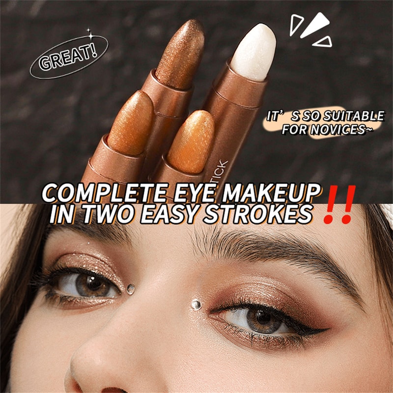 Waterproof Double Head Eyeshadow Sticks Long Lasting High Pigmented Shimmer Glitter Brown Crayon Ma 2