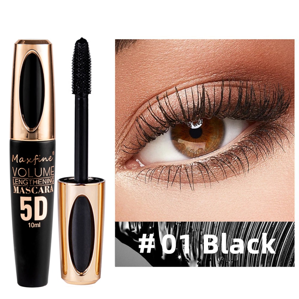 Waterproof 5D Silk Mascara With Big Eyes Strong Black Content And Length Noncaking Mascara 5